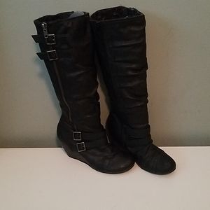 Knee high wedge boots